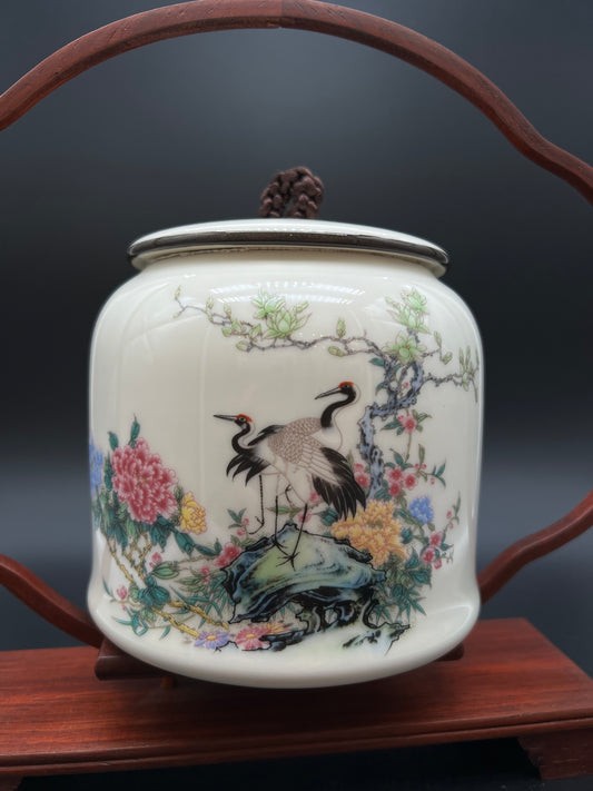 Cranes & Peony Garden Canister