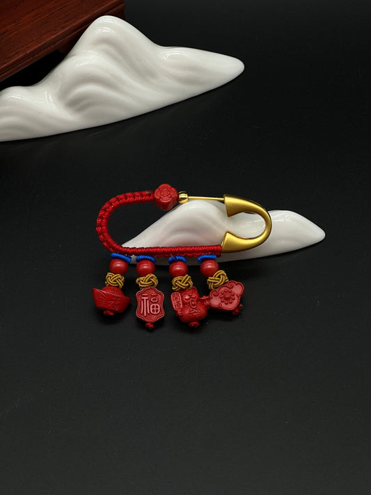 New Year Cinnabar Amulet Pin