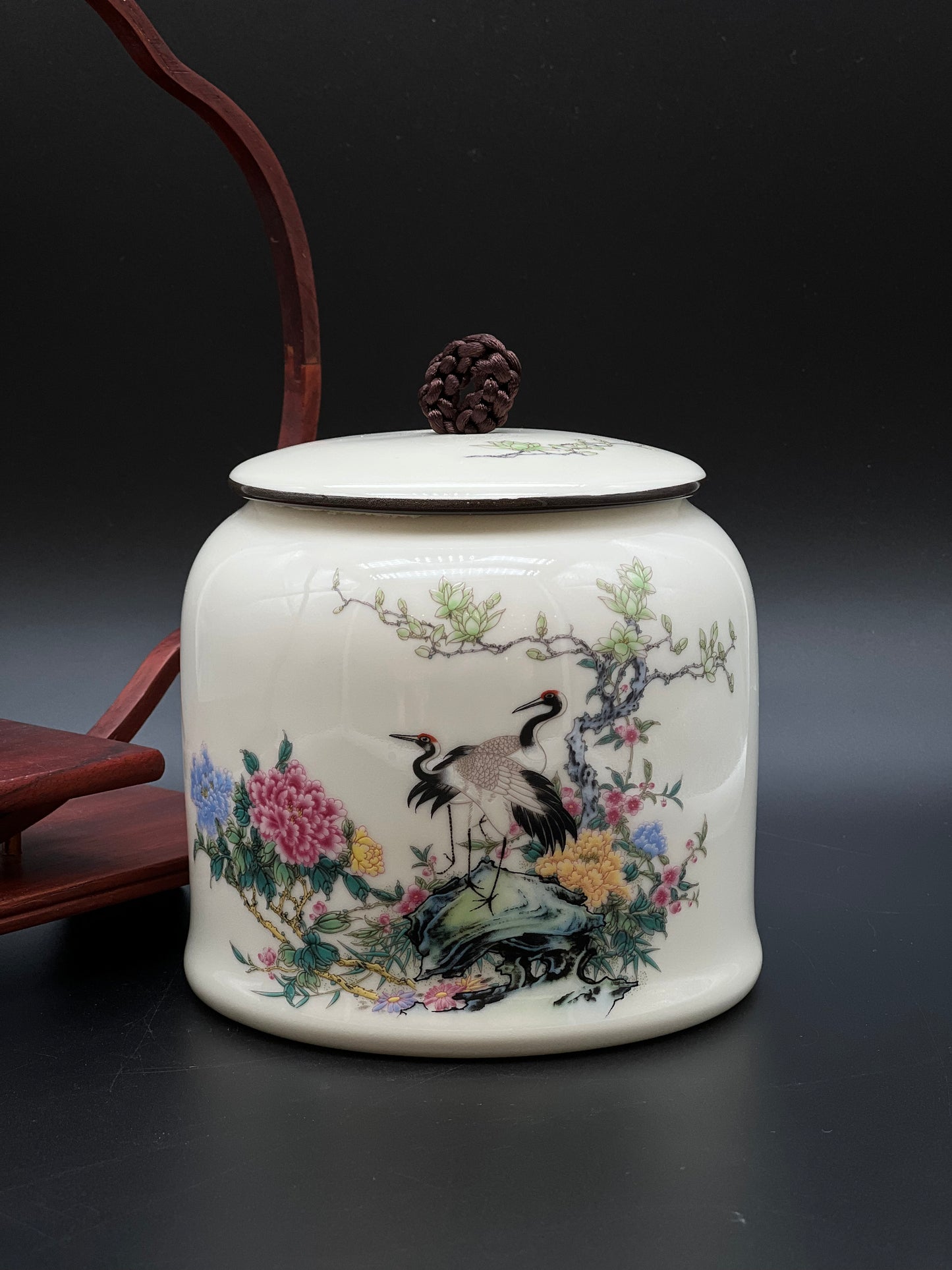Cranes & Peony Garden Canister