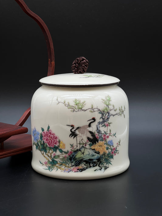 Cranes & Peony Garden Canister
