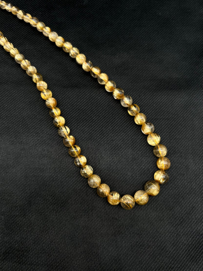 Gold Rutilated Quartz Beads Necklace