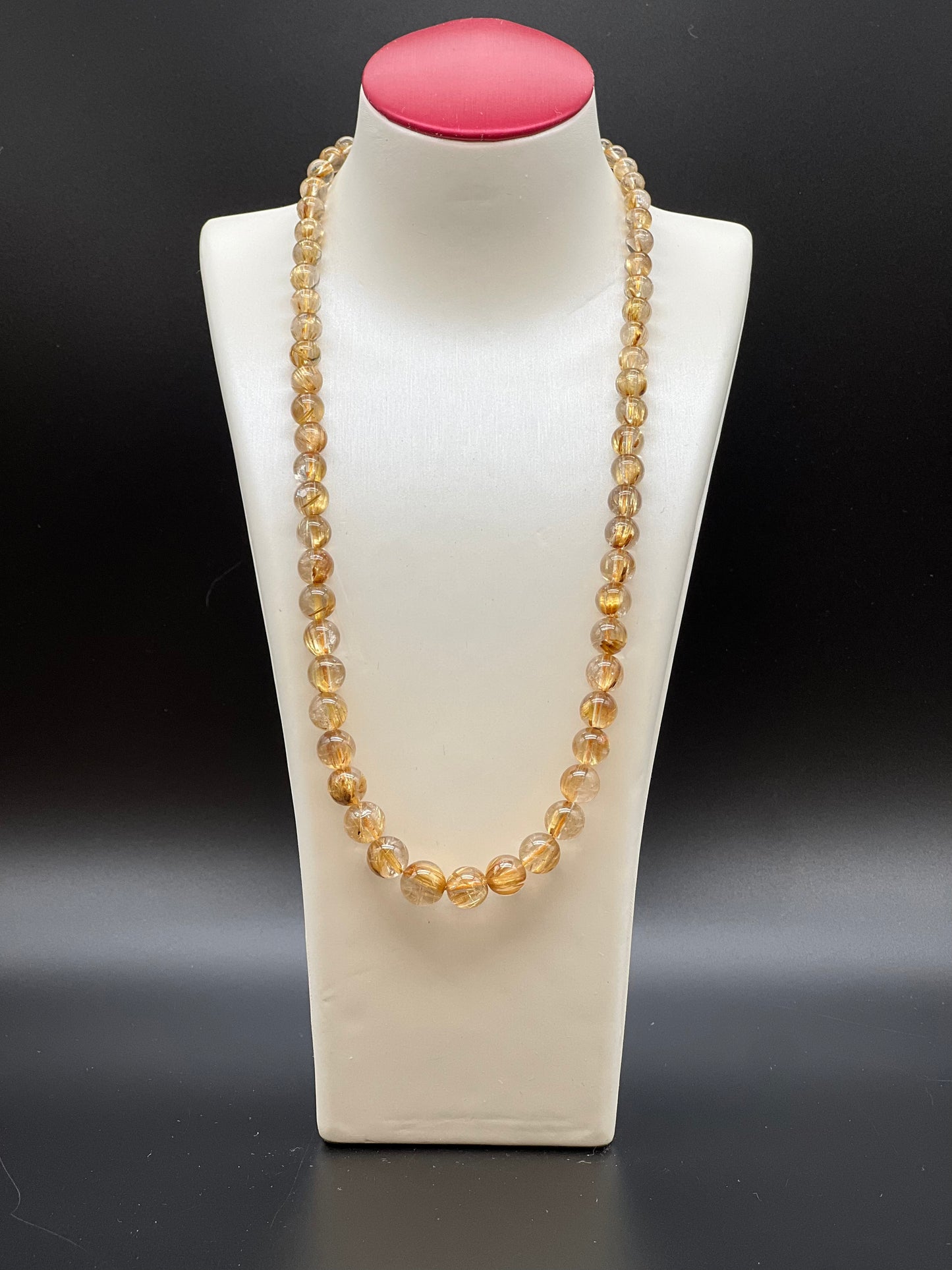 Gold Rutilated Quartz Beads Necklace