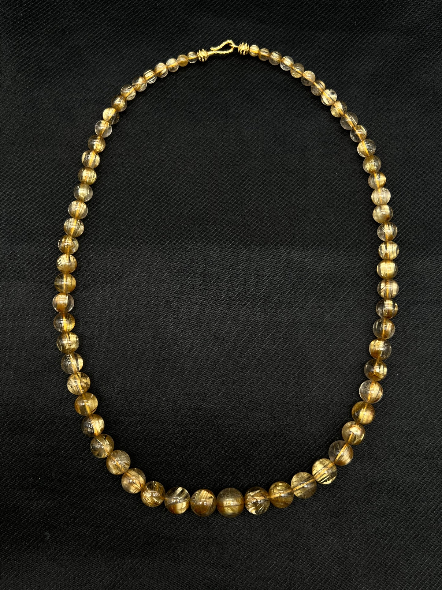 Gold Rutilated Quartz Beads Necklace