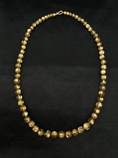 Gold Rutilated Quartz Beads Necklace