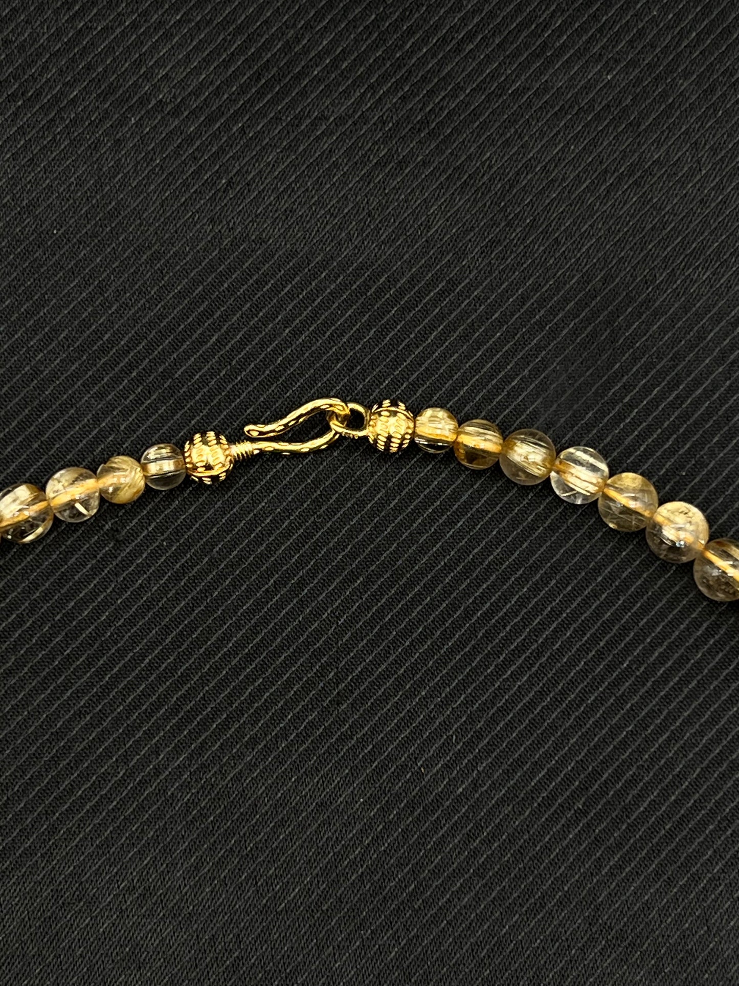 Gold Rutilated Quartz Beads Necklace