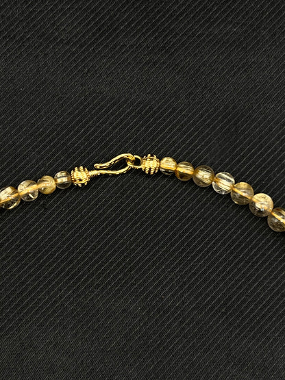 Gold Rutilated Quartz Beads Necklace