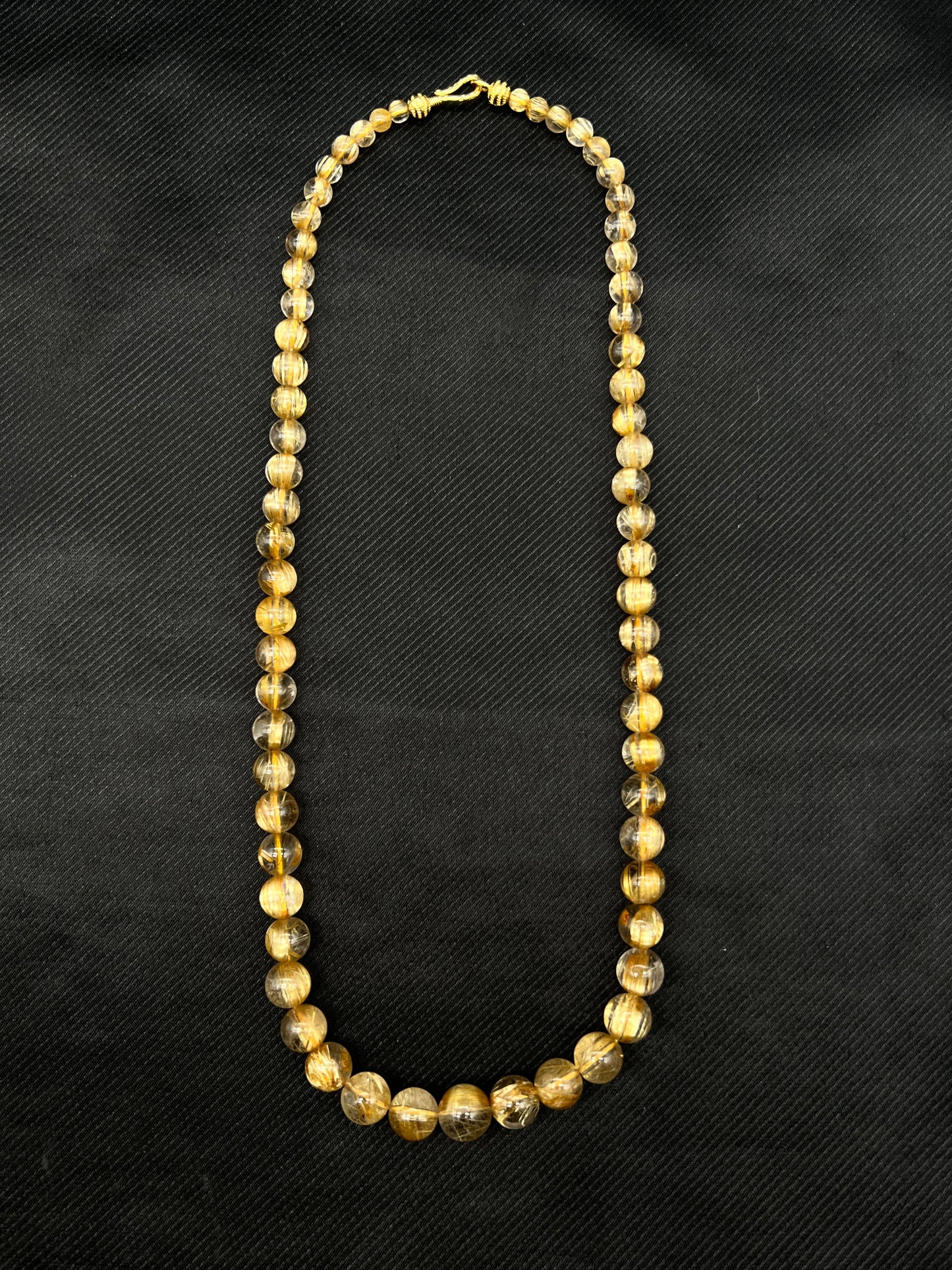 Gold Rutilated Quartz Beads Necklace