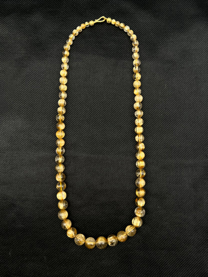 Gold Rutilated Quartz Beads Necklace