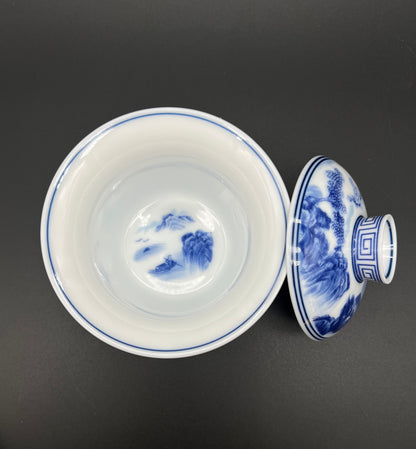 Hand pinted Blue and White Landscape Tea Set