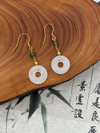 Hetian Jade Donut Earrings