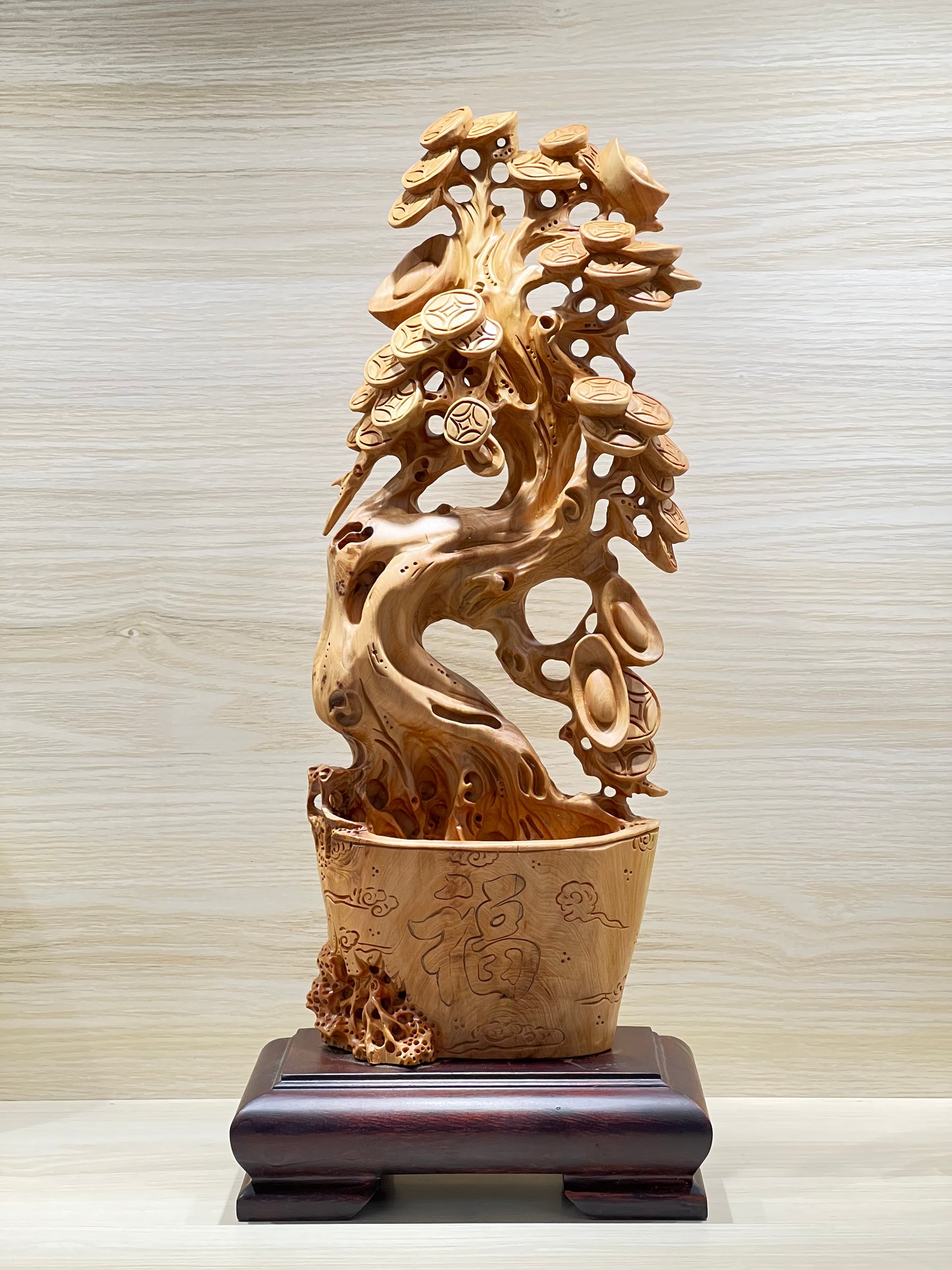 Thuja Wood Money Tree Carving