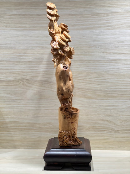 Thuja Wood Money Tree Carving