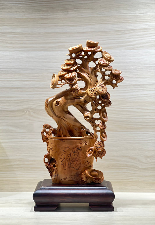 Thuja Wood Money Tree Carving