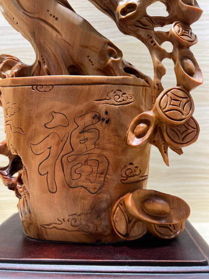 Thuja Wood Money Tree Carving
