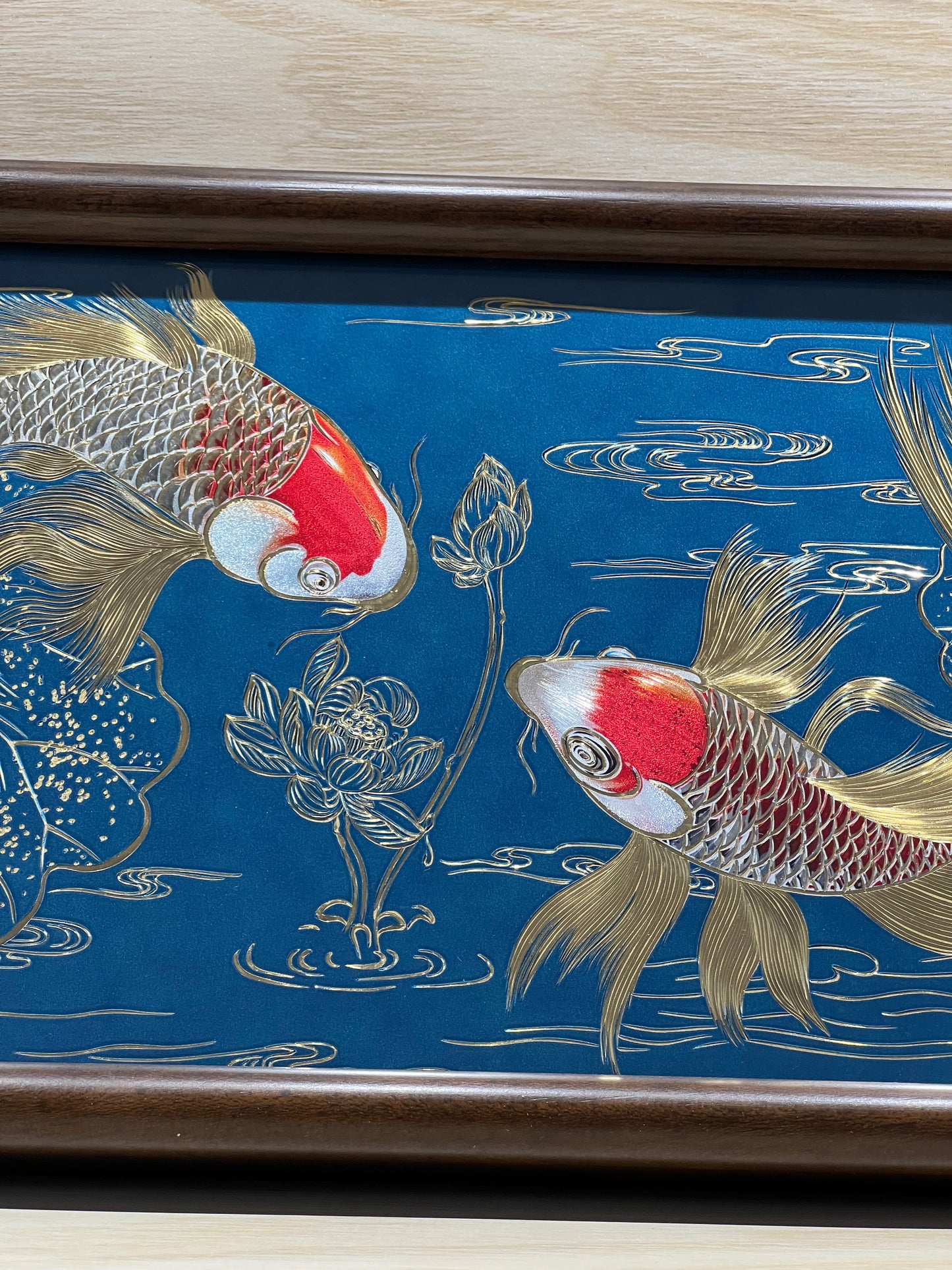 Koi Filigree Inlay Standing Decor