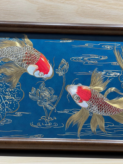 Koi Filigree Inlay Standing Decor