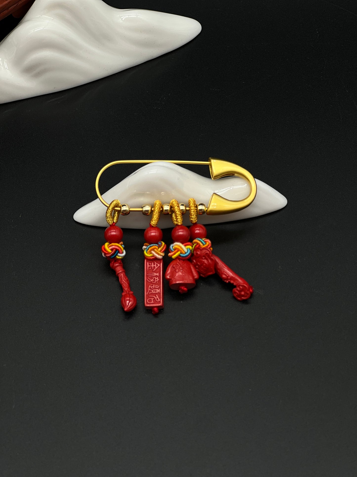 New Year Cinnabar Amulet Pin