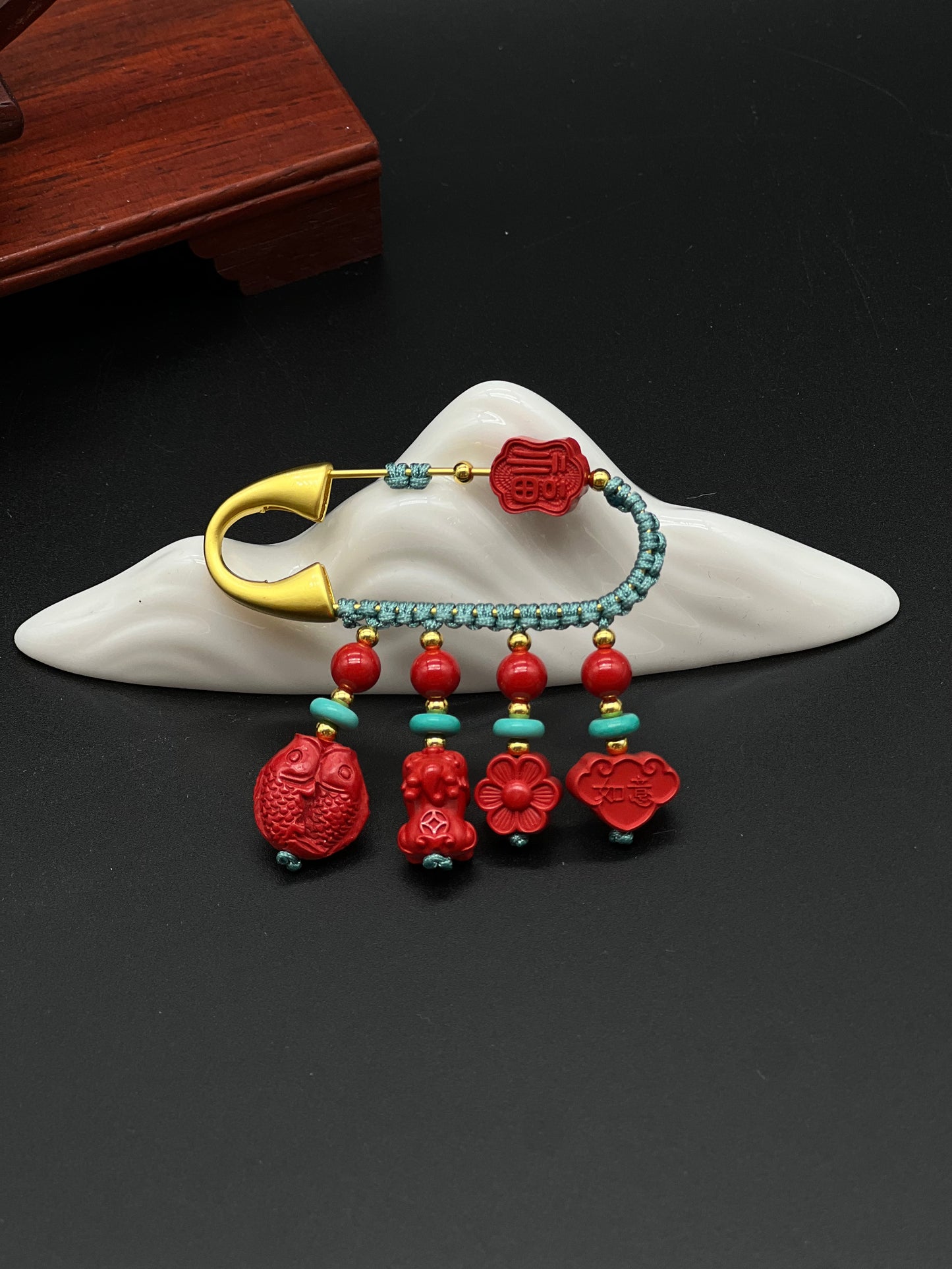 New Year Cinnabar Amulet Pin
