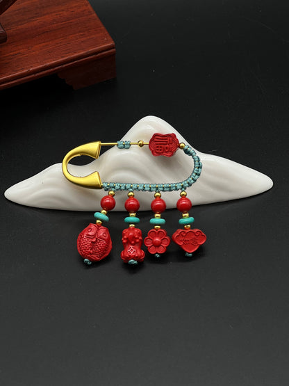 New Year Cinnabar Amulet Pin