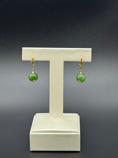 Green Jade Hanging Bead Earrings