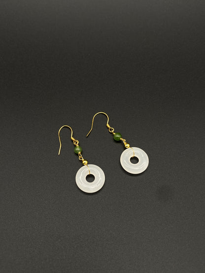 Hetian Jade Donut Earrings